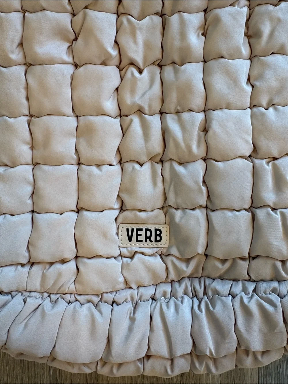 VERB Carry All Quilted Puffy Hobo Bag in Light Beige